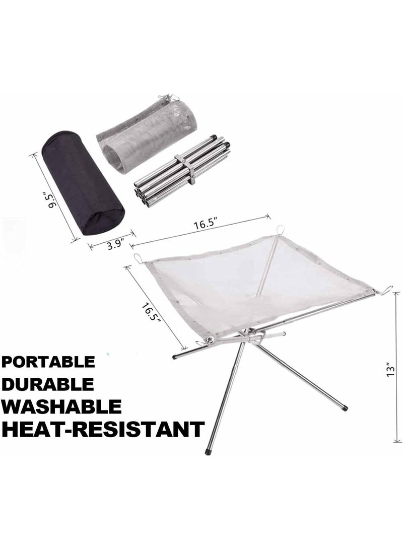 بلو فاير موقد نار شبكي قابل للطي من الفولاذ المقاوم للصدأ – موقد نار خارجي للشواء والتخييم والفناء الخلفي والحدائق، مصنوع من الفولاذ المقاوم للحرارة 304، خفيف الوزن مع حقيبة حمل، يدعم الفحم والخشب 🔥 - Image 4